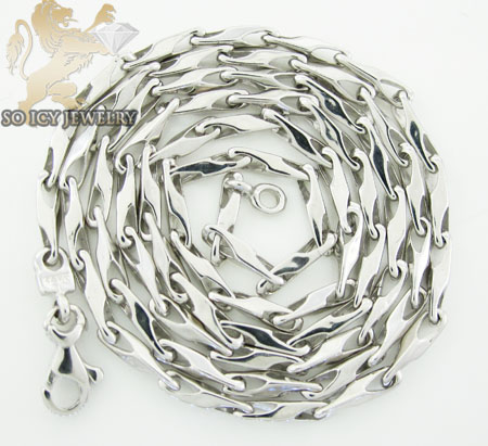 14k white gold bullet link chain 18 inch 2mm