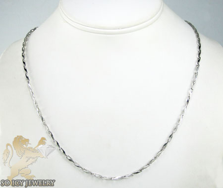 14k white gold bullet link chain 18 inch 2mm
