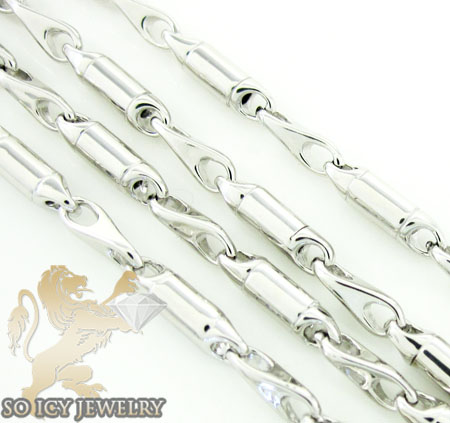 14k white gold bullet link chain 22 inch 2.5mm