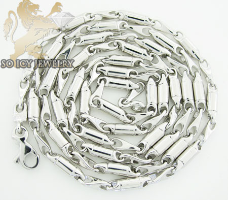 14k white gold bullet link chain 22 inch 2.5mm