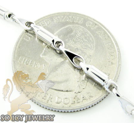 14k white gold bullet link chain 22 inch 2.5mm