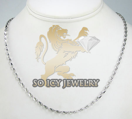 14k white gold bullet link chain 22 inch 2.5mm