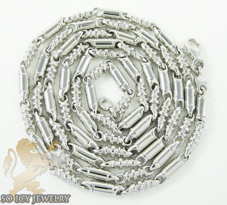 14k white gold bullet link chain 22 inch 2.8mm