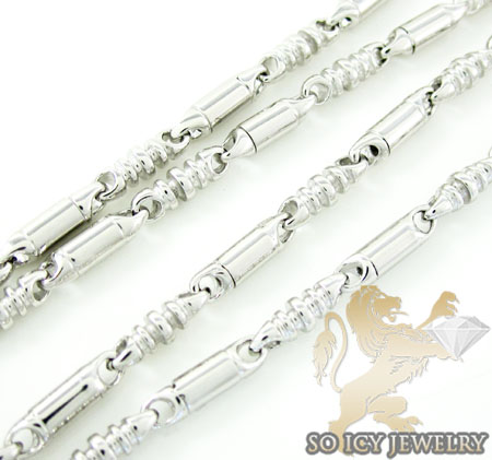 14k white gold bullet link chain 22 inch 2.8mm