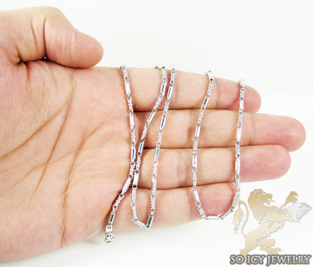 14k white gold bullet link chain 22 inch 2.8mm