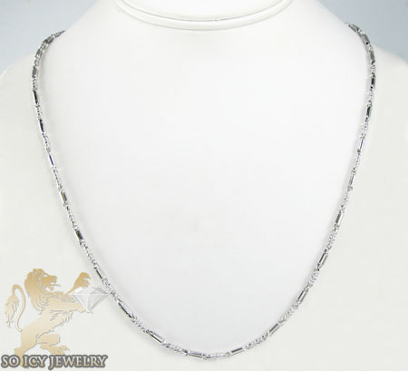 14k white gold bullet link chain 22 inch 2.8mm