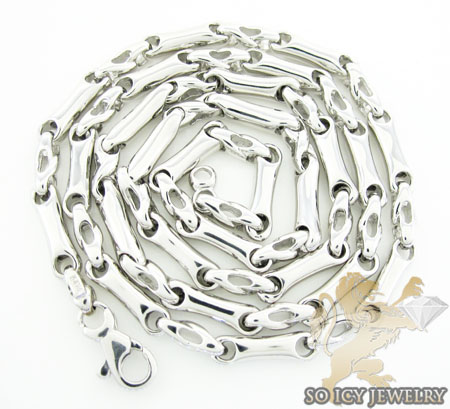 14k white gold bullet link chain 20 inch 3.8mm