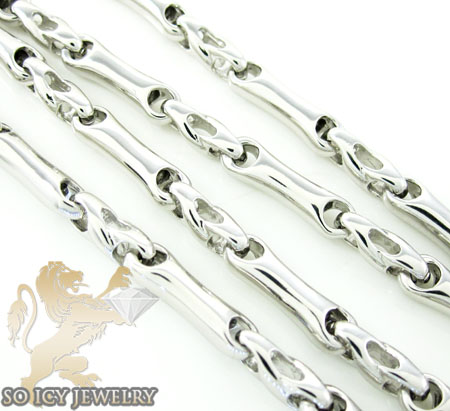 14k white gold bullet link chain 20 inch 3.8mm