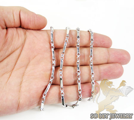 14k white gold bullet link chain 20 inch 3.8mm