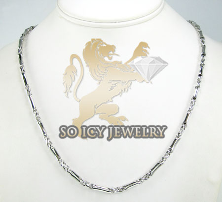14k white gold bullet link chain 20 inch 3.8mm
