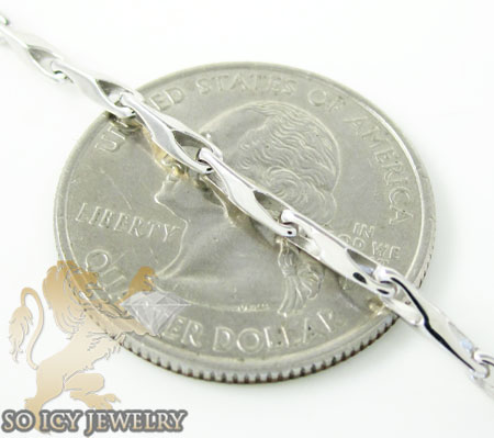14k white gold bullet link chain 20 inch 1.8mm