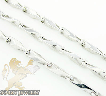 14k white gold bullet link chain 20 inch 1.8mm