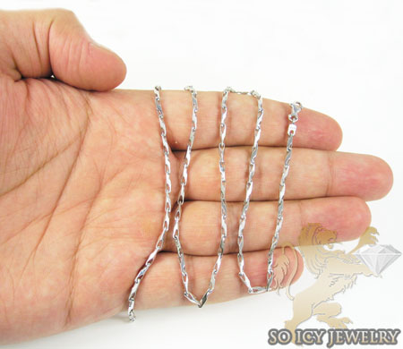 14k white gold bullet link chain 20 inch 1.8mm