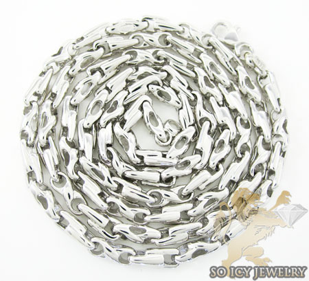 14k white gold bullet link chain 24 inch 3.8mm