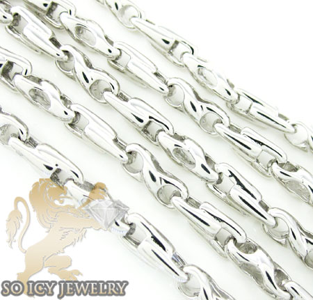 14k white gold bullet link chain 24 inch 3.8mm