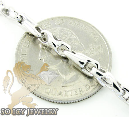 14k white gold bullet link chain 24 inch 3.8mm