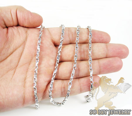 14k white gold bullet link chain 24 inch 3.8mm