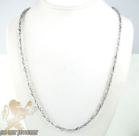 14k white gold bullet link chain 24 inch 3.8mm