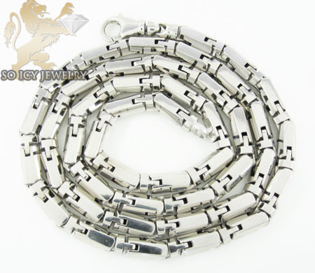 14k white gold bullet link chain 24 inch 5mm - Image 3