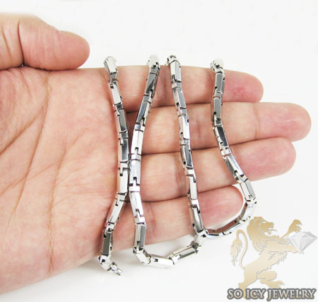14k white gold bullet link chain 24 inch 5mm