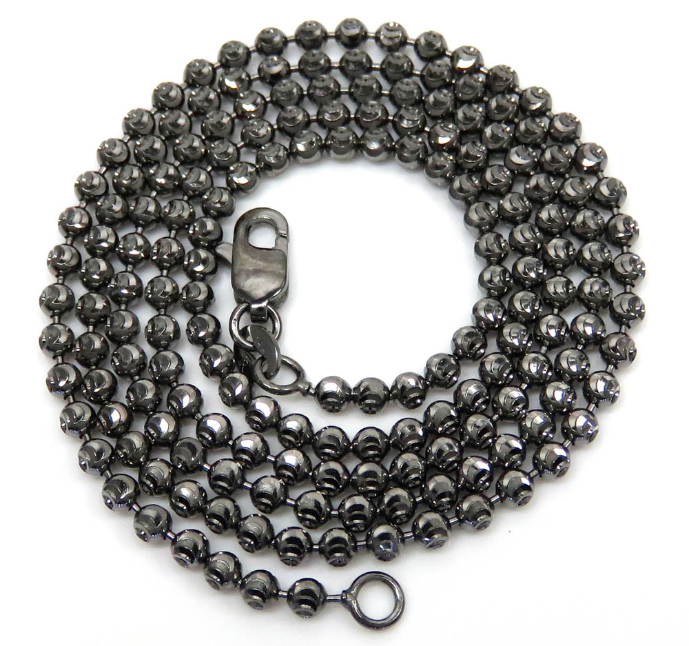 14k black gold diamond cut combat ball bead chain 18-26