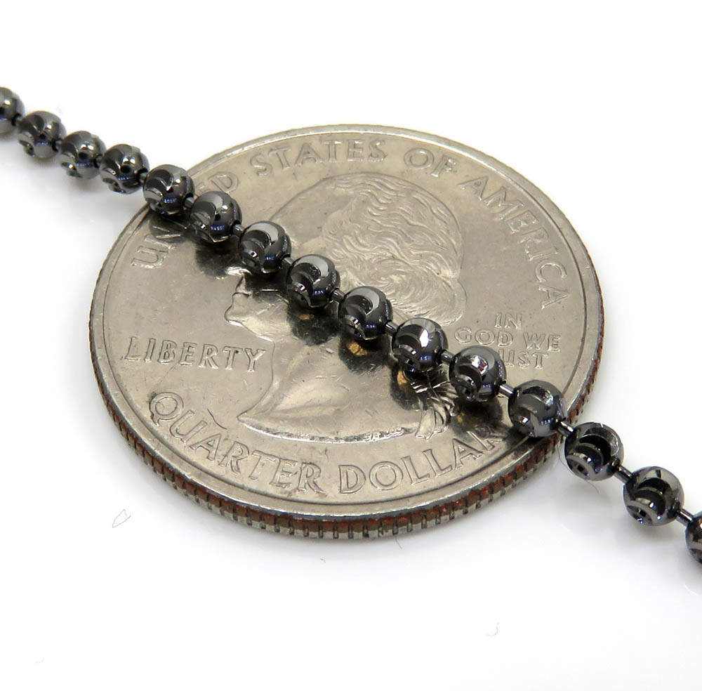 14k black gold diamond cut combat ball bead chain 18-26