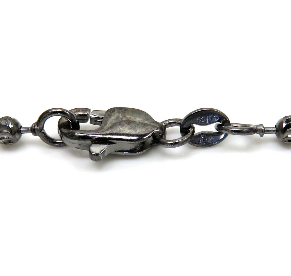 14k black gold diamond cut combat ball bead chain 18-26