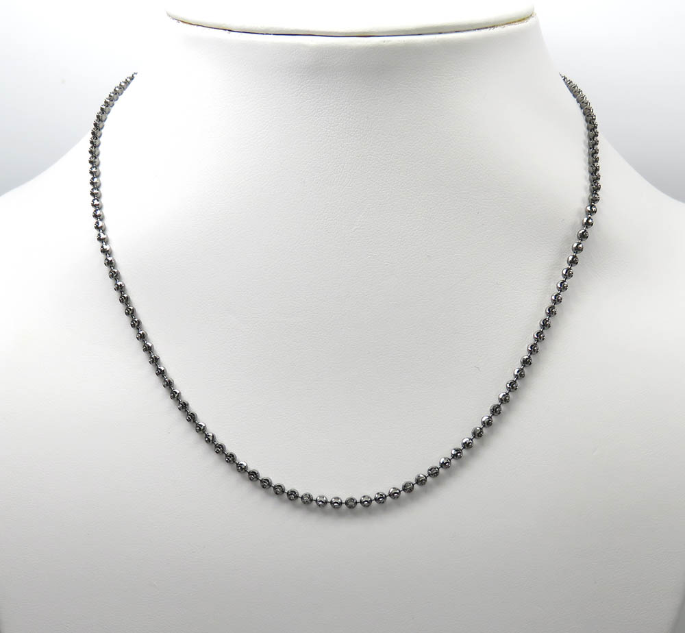 14k black gold diamond cut combat ball bead chain 18-26