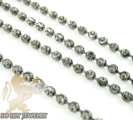 14k black gold crescent moon cut ball bead chain 20-24