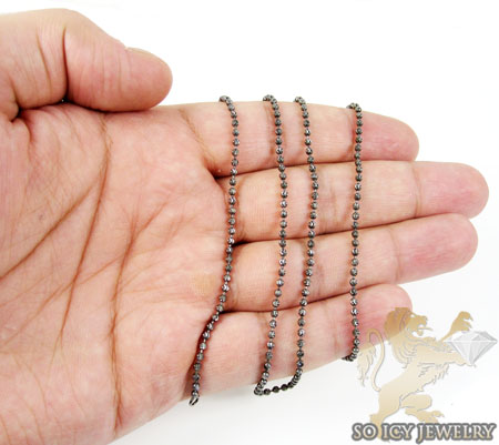 14k black gold crescent moon cut ball bead chain 20-24