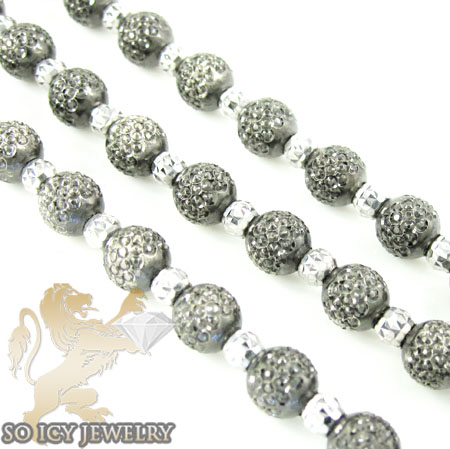 14k two tone black gold diamond cut combat ball bead chain 24 inch 5mm