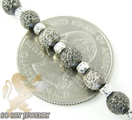 14k two tone black gold diamond cut combat ball bead chain 24 inch 5mm