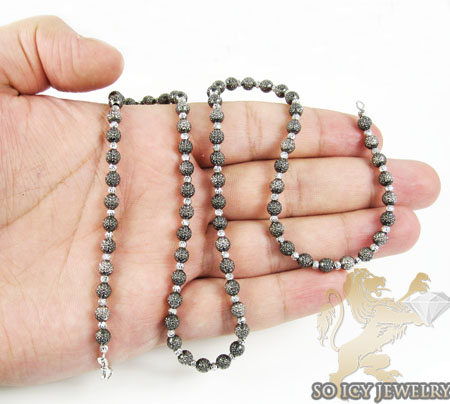 14k two tone black gold diamond cut combat ball bead chain 24 inch 5mm