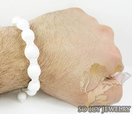Macramé white onyx faceted bead rope bracelet