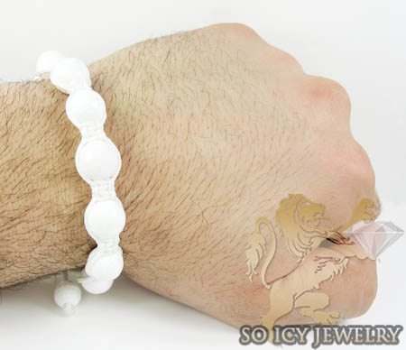 Macramé white onyx faceted bead rope bracelet - Image 2