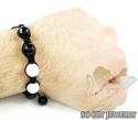 Macramé white & black onyx faceted bead rope bracelet