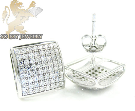 .925 white sterling silver cz earrings 0.75ct
