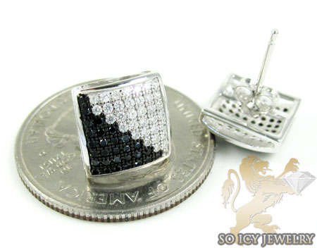 .925 white sterling silver black & white cz earrings 0.75ct
