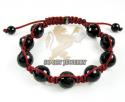 Macramé black onyx faceted bead dark red rope bracelet