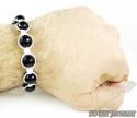 Macramé black onyx faceted bead white rope bracelet