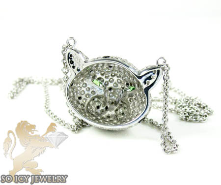 Ladies 18k white gold tiger head diamond pendant 2.00ct