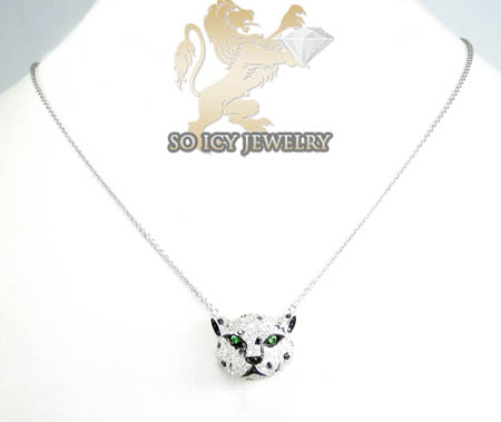 Ladies 18k white gold tiger head diamond pendant 2.00ct