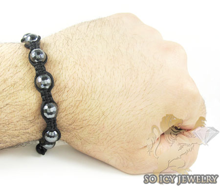 Metallic macramé faceted bead rope bracelet 