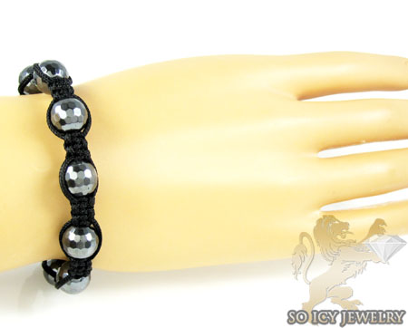 Metallic macramé faceted bead rope bracelet 