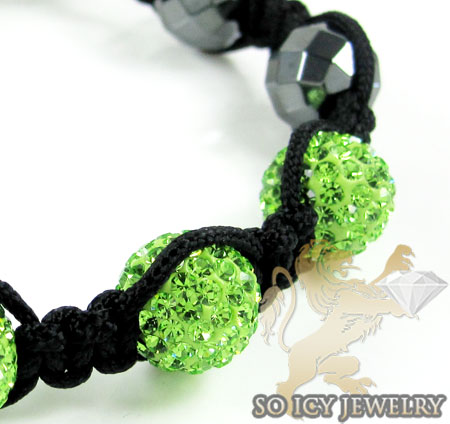 Neon green rhinestone macramé faceted bead rope bracelet 5.00ct