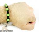 Neon green rhinestone macramé faceted bead rope bracelet 5.00ct