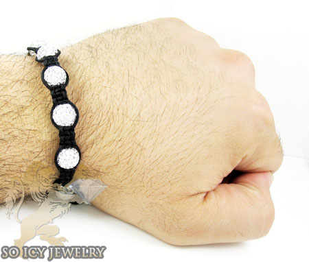 White rhinestone macramé faceted bead rope bracelet 5.00ct