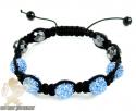 Baby blue rhinestone macramé faceted bead rope bracelet 5.00ct