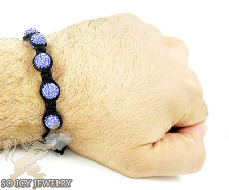 Lavender purple rhinestone macramé faceted bead rope bracelet 5.00ct