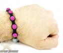 Dark pink rhinestone macramé faceted bead rope bracelet 5.00ct